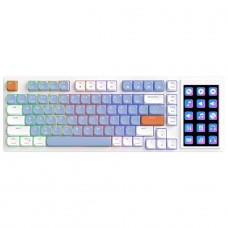 Teclado Mecânico Gamer Ajazz AKP815, Com Display LCD, RGB, USB, ANSI, 75%, Switch Huannuo Short Tea, Branco, Azul e Laranja