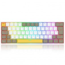 Teclado Mecânico Gamer Redragon Draconic PRO, RGB, Wireless/Bluetooth, 60%, Switch Brown, ABNT2, Branco, Amarelo e Cinza, K530-YL WT GY