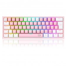 Teclado Mecânico Gamer Redragon Fizz, RGB, Switch Blue, ABNT 2, Pink/White, K617-RGB-PW