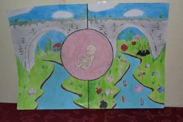 alumna realizó un dibujo inspirado en el cuidado y respeto del medioambiente. 