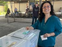 La parlamentaria recorrió distintos locales de votación en la región.