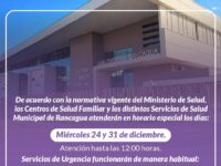 Los SAPU N°2, N°3 y N°6 mantendrán su horario normal de funcionamiento durante todo el período.