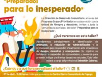 La actividad se enfoca en la educación preventiva sobre amenazas, vulnerabilidades y respuesta comunitaria.