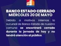 La Municipalidad de Coltauco informó a la comunidad que la sucursal de BancoEstado en la comuna permanecerá cerrada durante este día y no atenderá público debido a motivos internos.