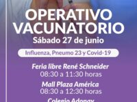 La jornada contempla dosis contra la Influenza, Neumo 23 y Covid-19, con atención en feria libre, Mall Plaza América y Colegio Adonay.