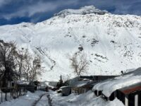 Lejos de provocar estragos, la nevada dejó un paisaje espectacular en el poblado cordillerano. Cinco residentes presenciaron el fenómeno en total tranquilidad, con una Ruta I-45 despejada y un radiante sol dominical.