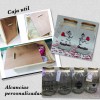 Caja de recuerdos en madera y alcancia de vidrio