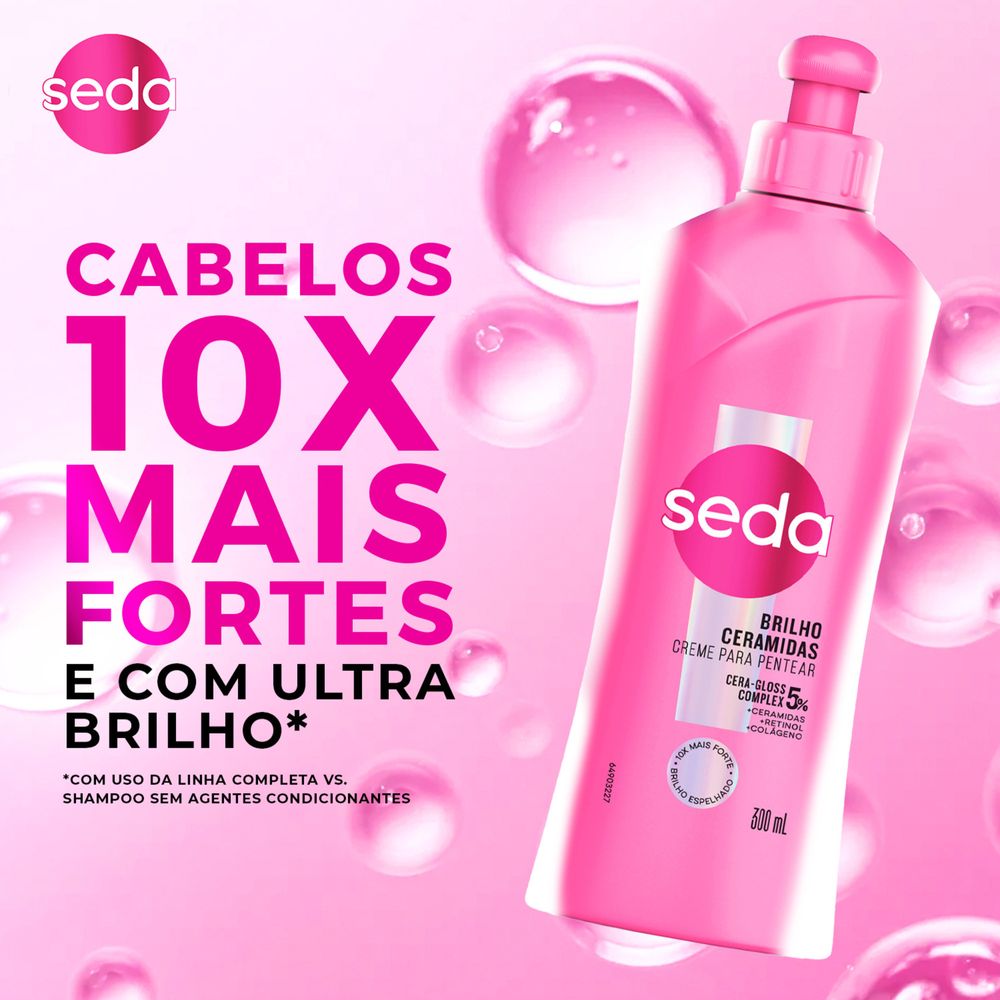 Imagem promocional do Creme para Pentear Seda Ceramidas 300ml com destaque para benefícios