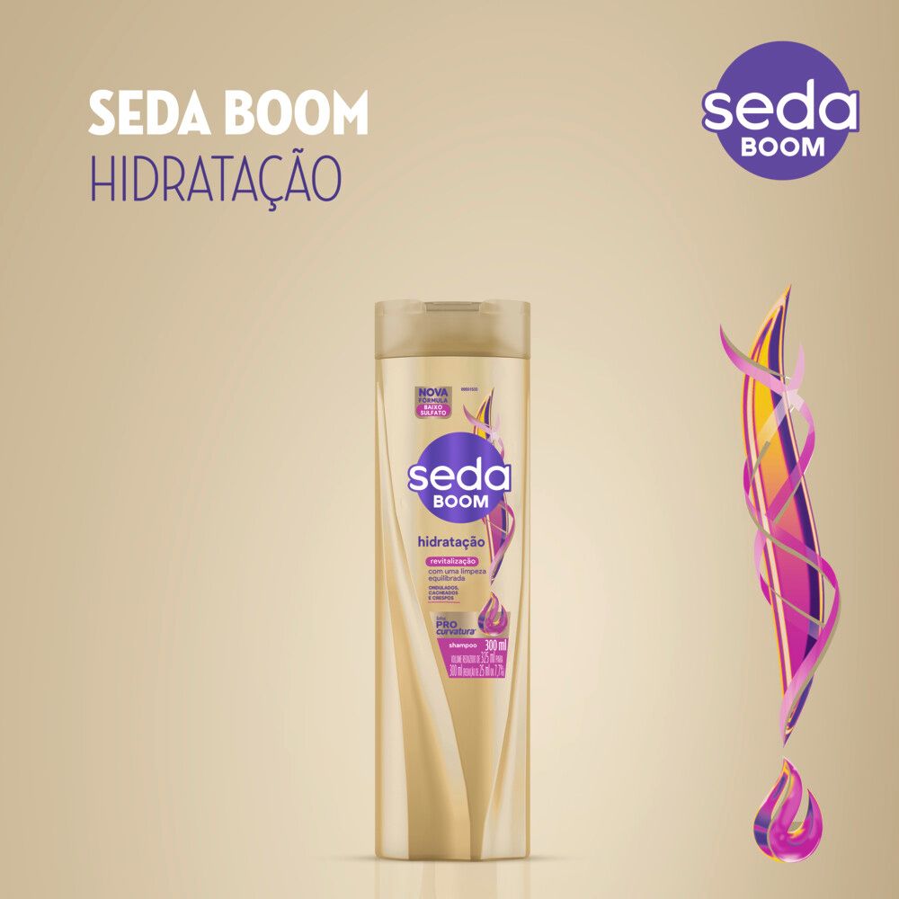 Shampoo Seda Boom Hidratação com selo baixa sulfato