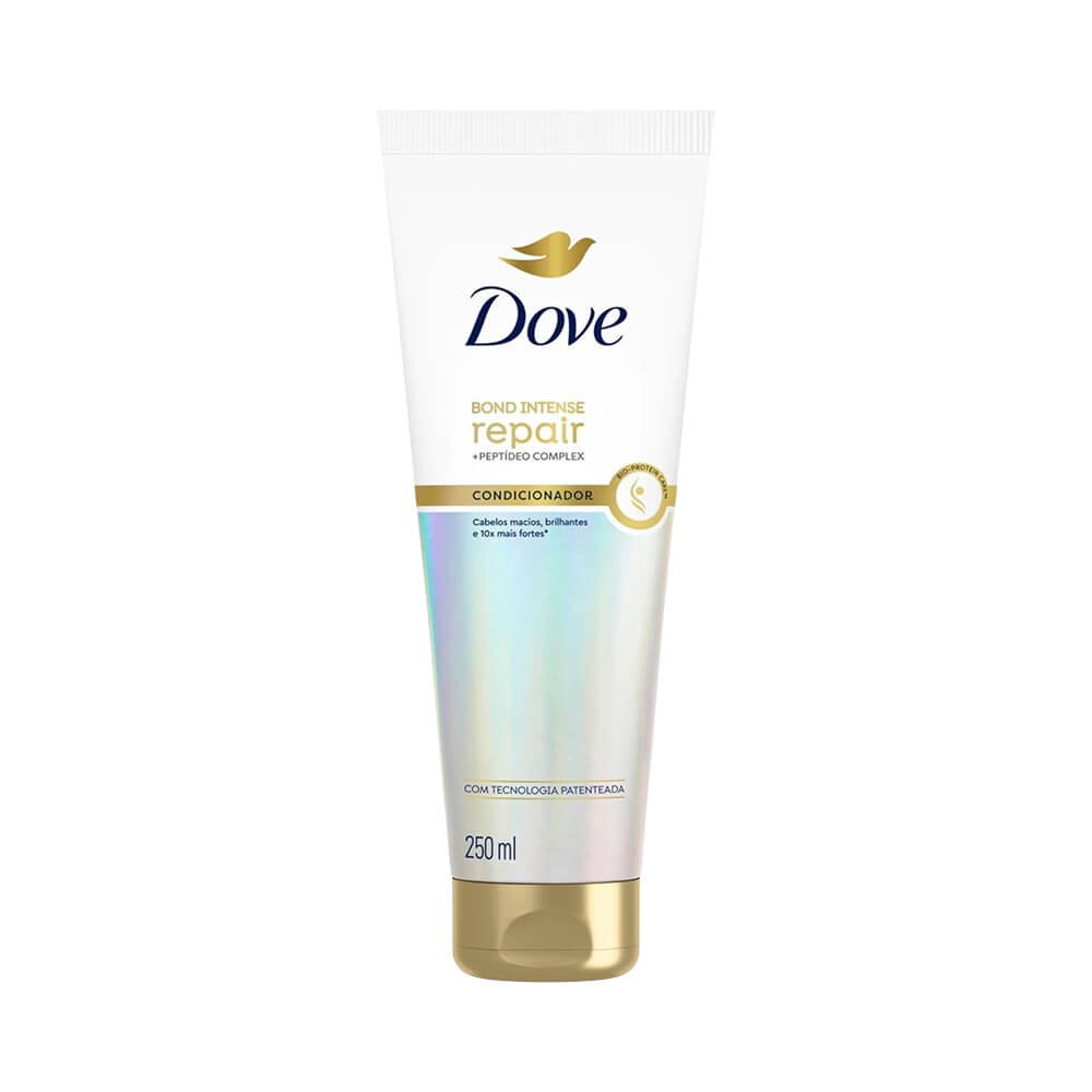 Condicionador Dove Bond Intense Repair 250 ml - embalagem branca com detalhes dourados
