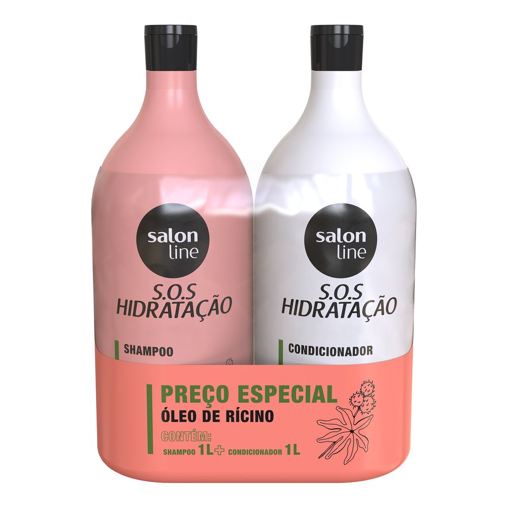 Kit Salon Line SOS Hidratação Turbinado shampoo e condicionador 1L - frontal