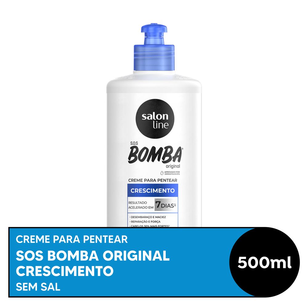 Creme para pentear Salon Line S.O.S Bomba Original 500ml - frasco branco com tampa azul