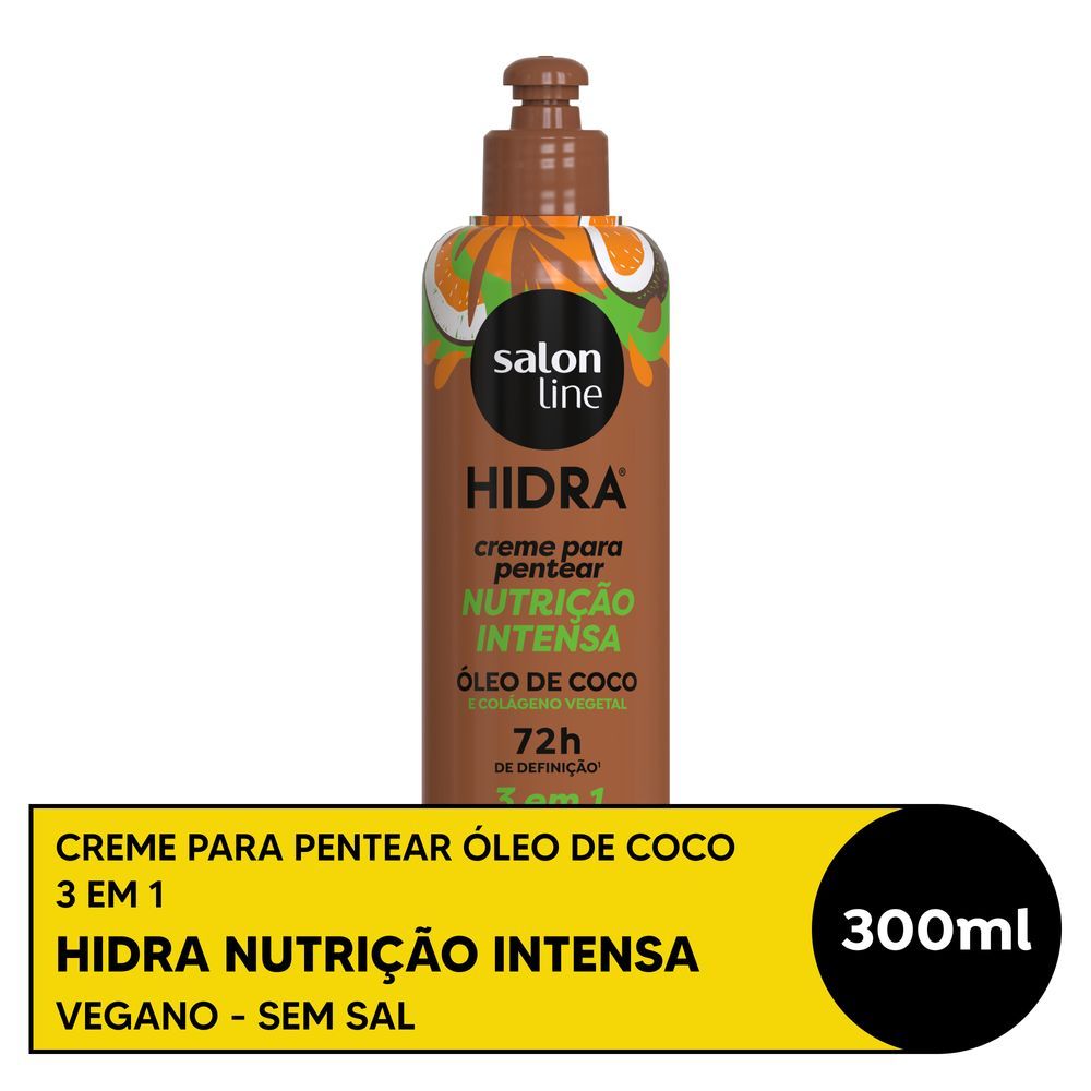 Frontal do creme para pentear Salon Line Hidra 3 em 1 óleo de coco 300ml