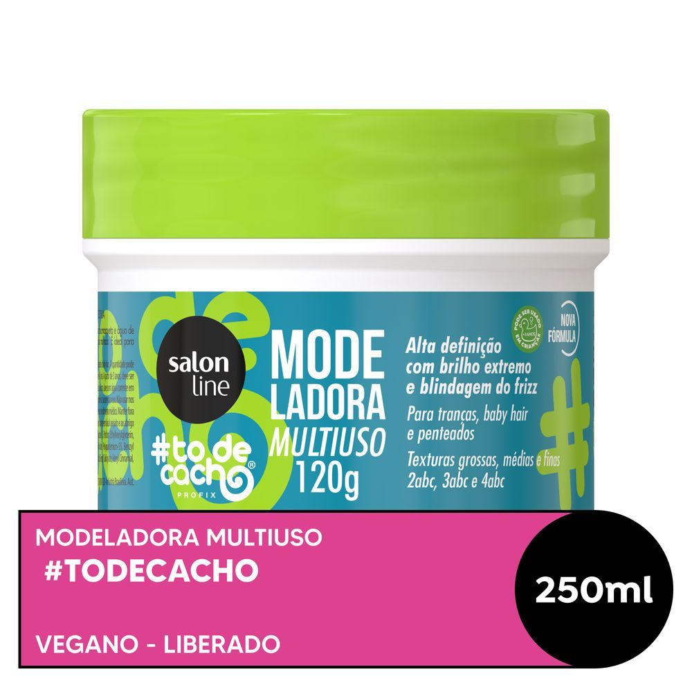 Cera Modeladora #todecacho Salon Line 120g - pote branco com tampa verde