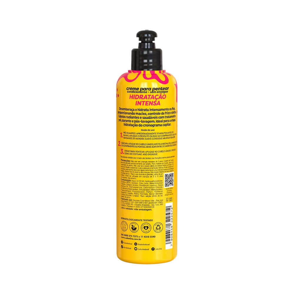 Verso do creme para pentear Salon Line Hidra 3 em 1 com instruções de uso