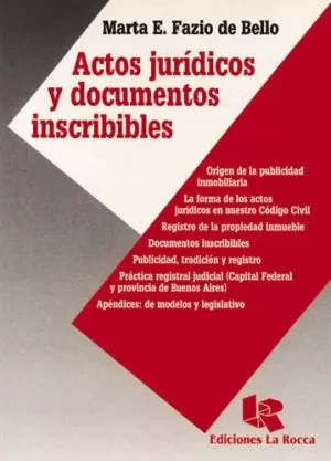 Carátula de Actos jurídicos y documentos inscribibles