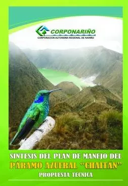 Carátula de Síntesis del Plan de Manejo del Páramo Azufral 