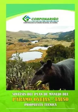 Carátula de Síntesis del Plan de Manejo del Páramo de Ovejas - Tauso - Propuesta Técnica