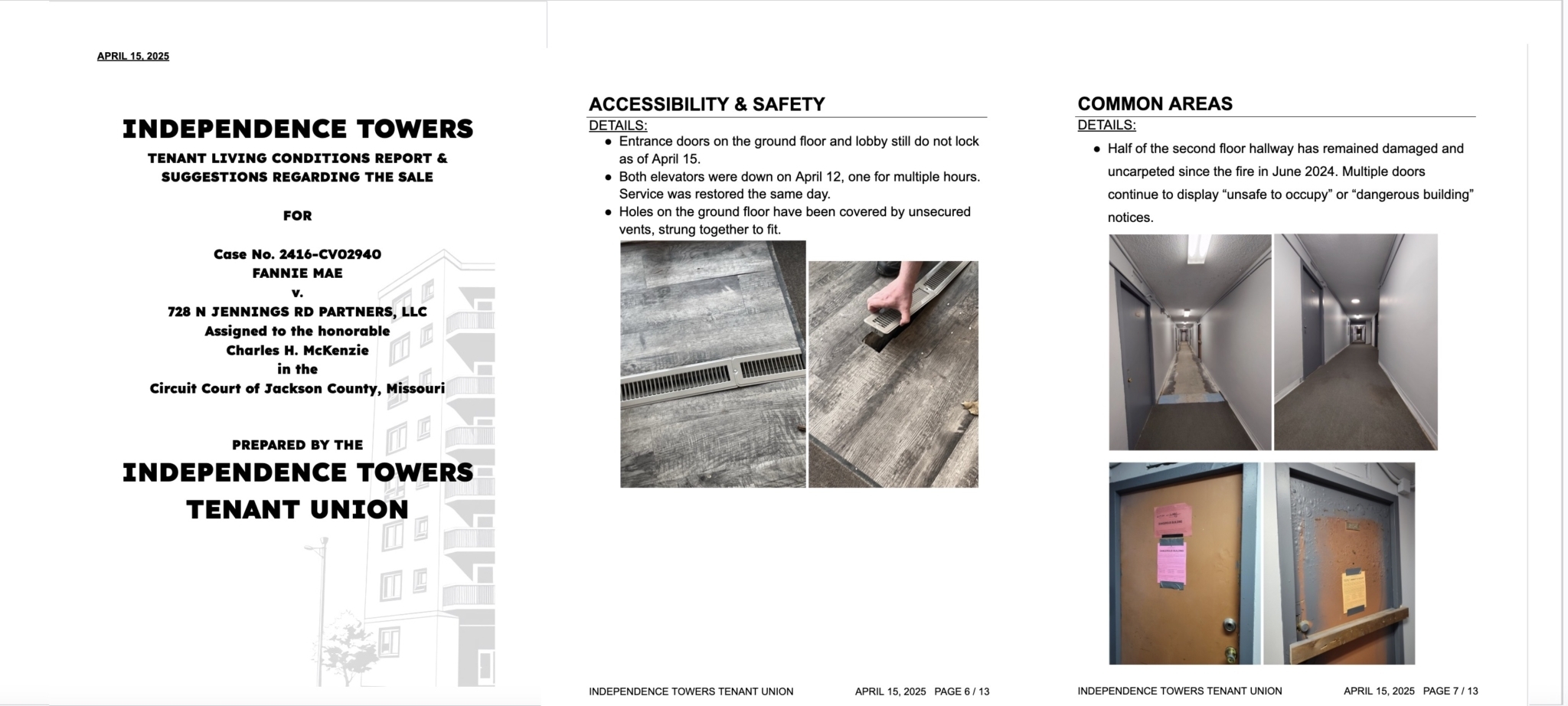 Tenant Living Condition Reports