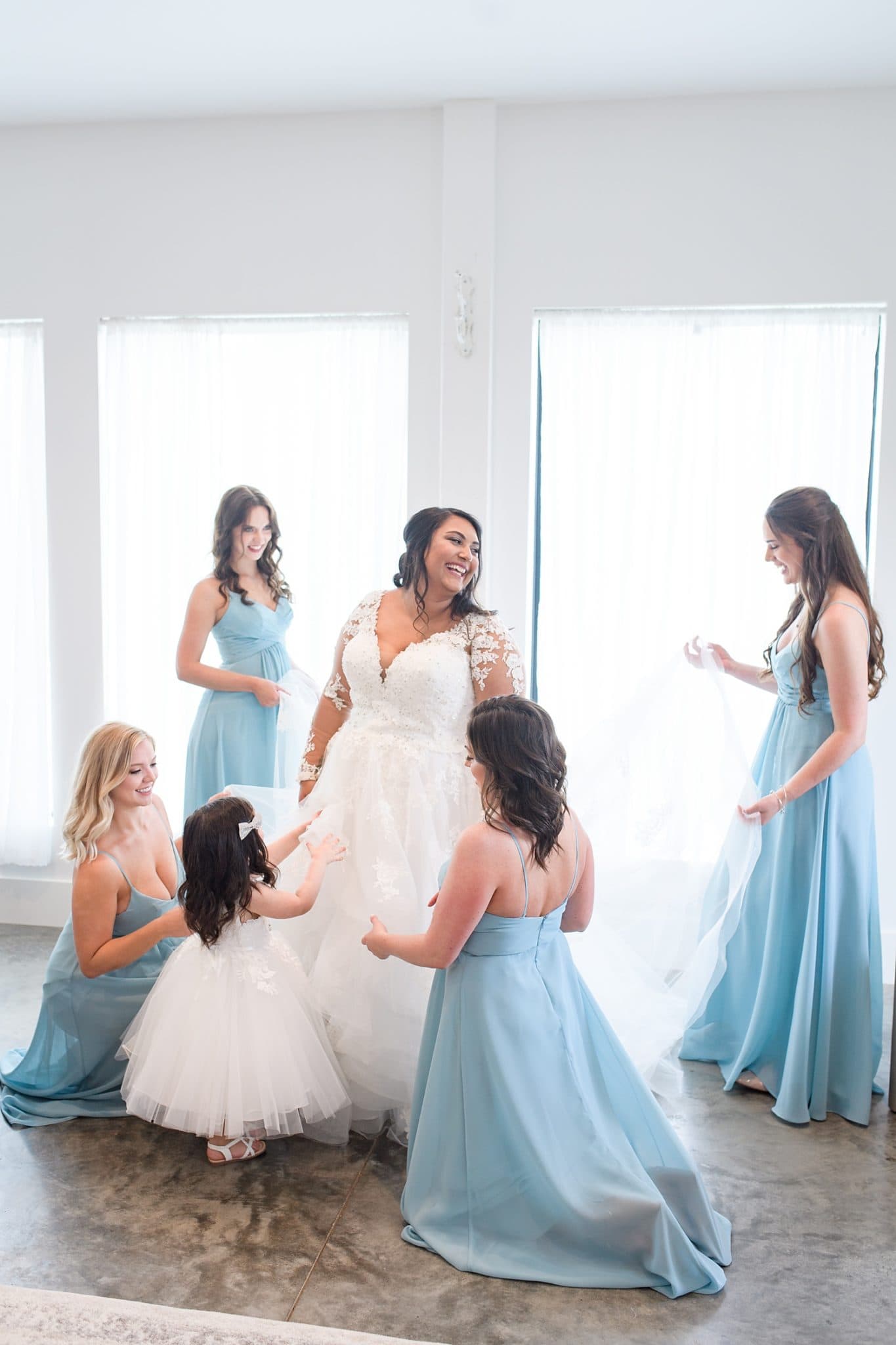 bridesmaids getting ready at emerald hills event center