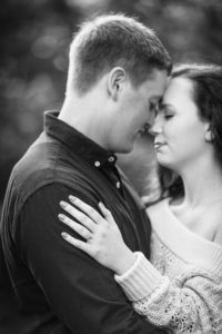 black and white engagement photo