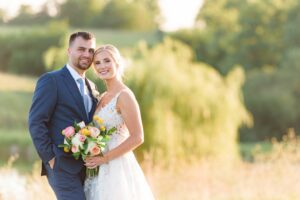 Sunset photos of bride and groom at Carper Winery & Vineyard