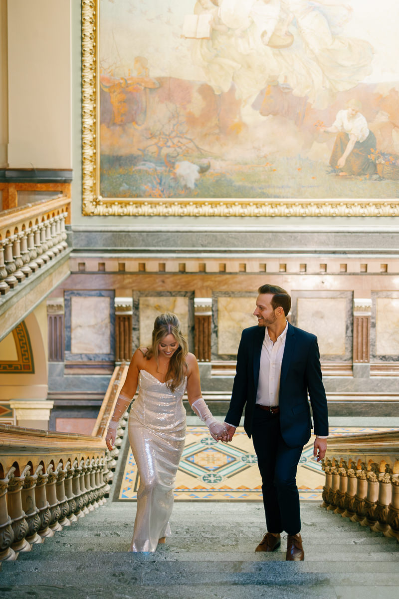 Editorial style engagement photos in Des Moines