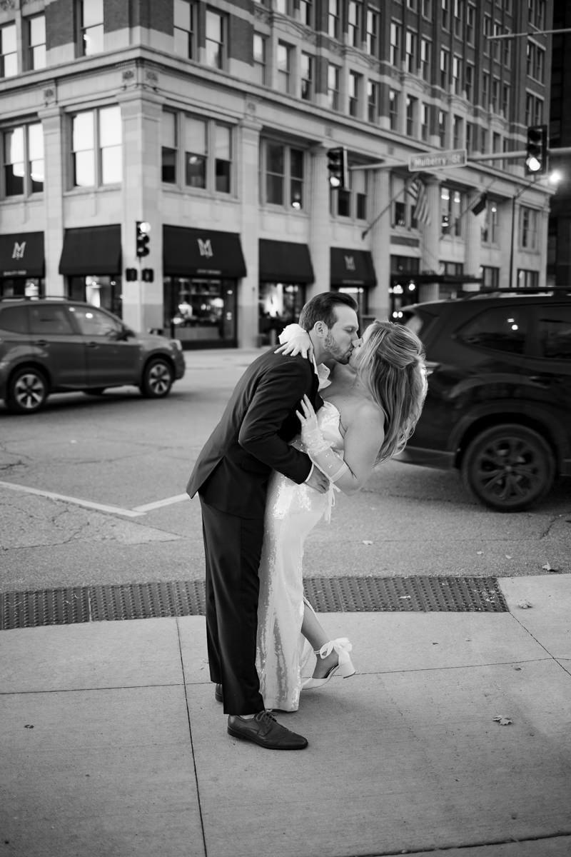 Editorial wedding photos in Des Moines at Hotel Surety
