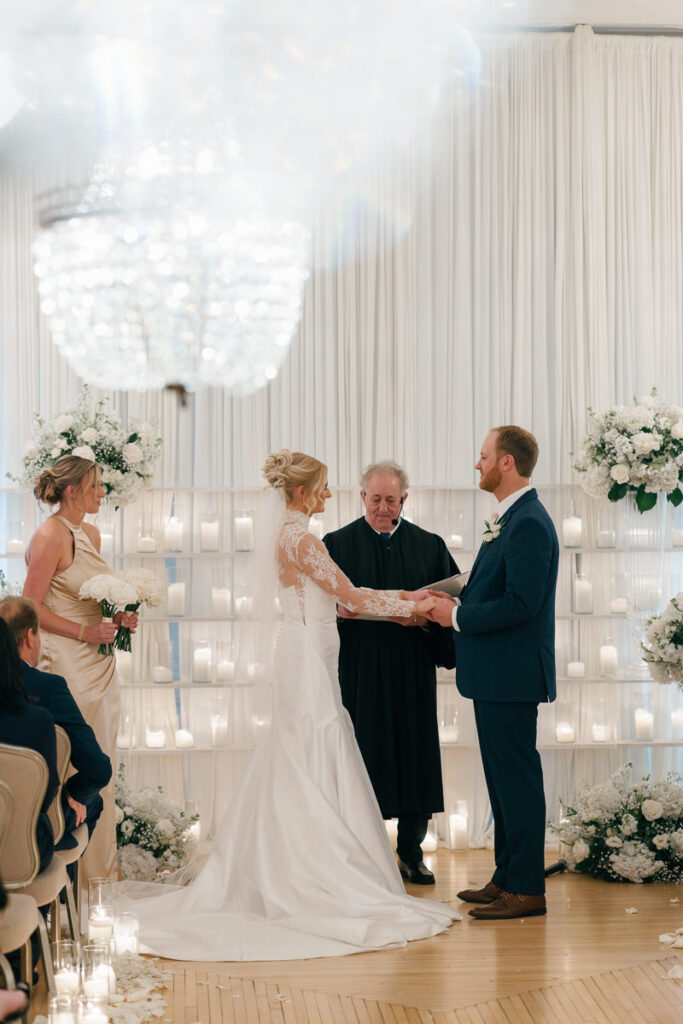 candlelit wedding ceremony at Hotel Fort Des Moines