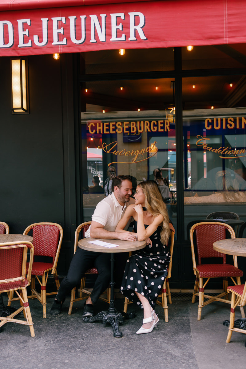 Paris cafe engagement photos