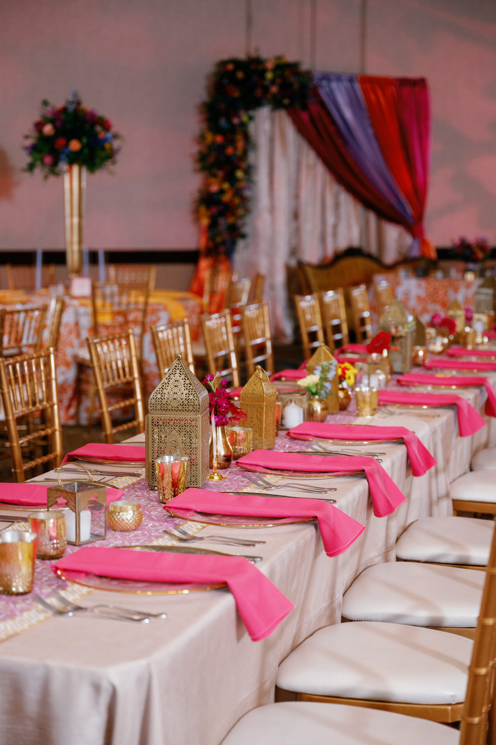 Colorful Indian wedding reception