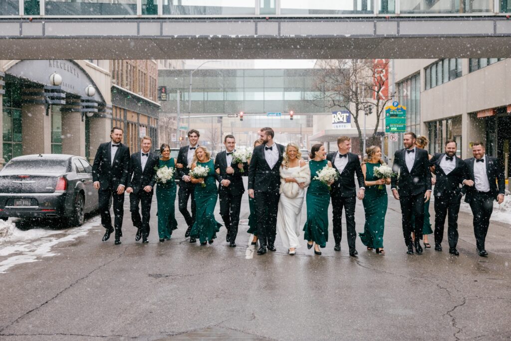 Snowy winter wedding at Des Moines tea room