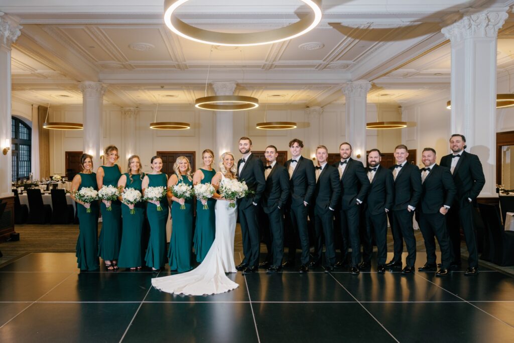 bridal party photos inside at Tea Room DSM