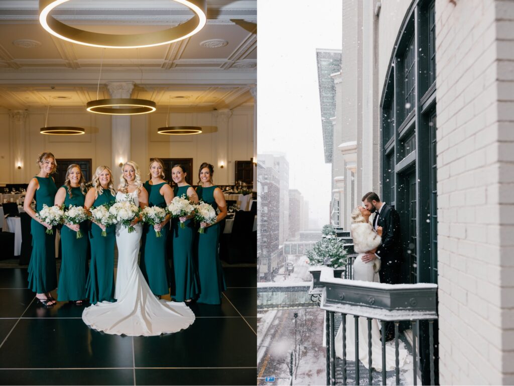 Snowy winter wedding at Des Moines Tea room