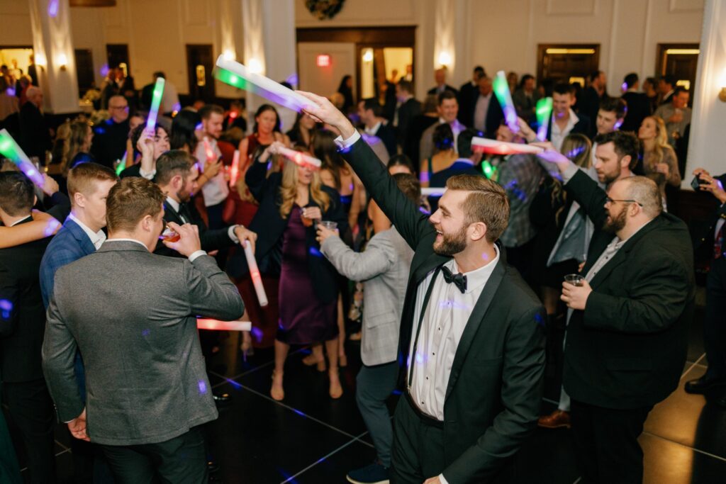 fun wedding reception party at Des Moines tea room