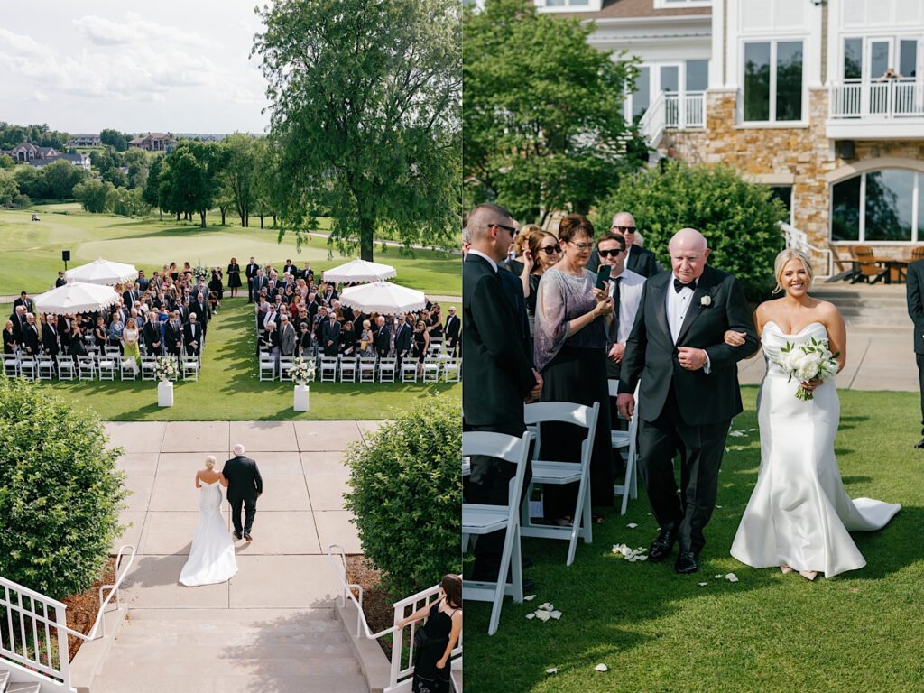 Outdoor wedding ceremony glen oaks country club croquet lawn