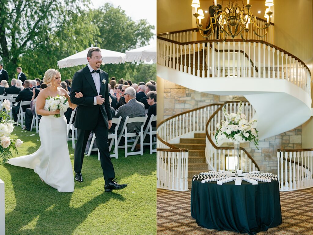 Glen oaks country club wedding ceremony and spiral staircase