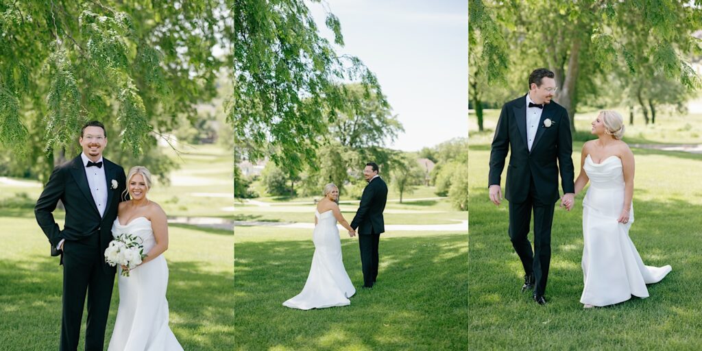 bride and groom photos at golf course west Des Moines