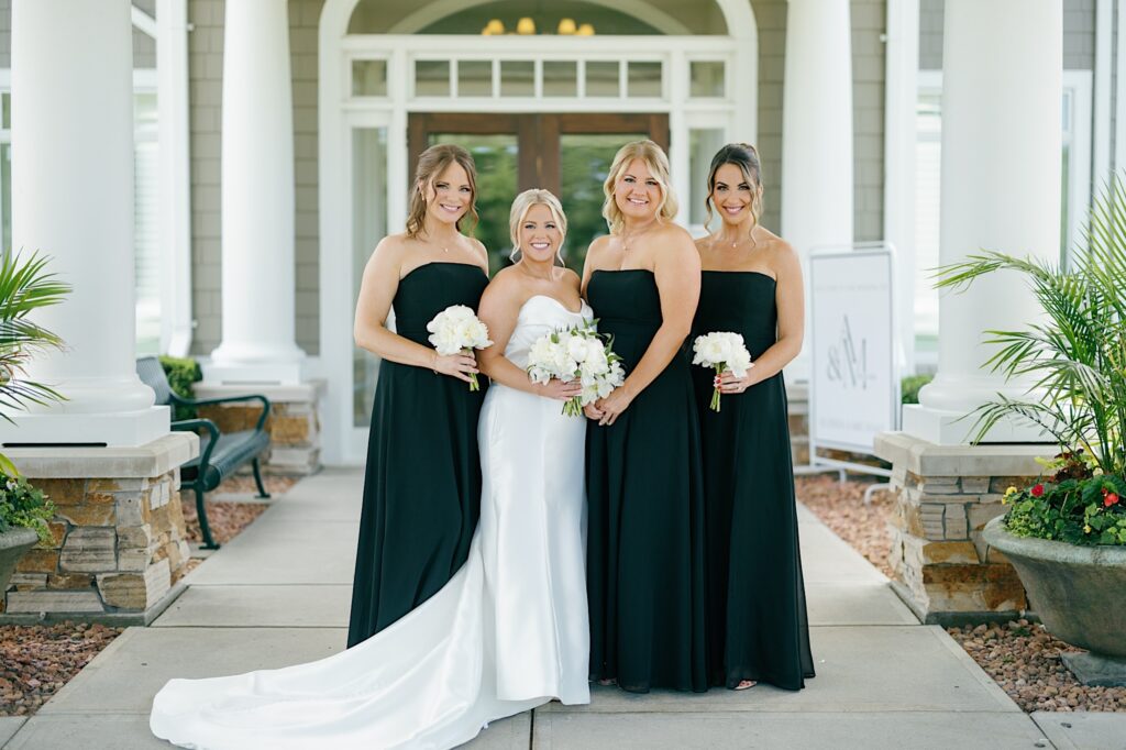 black and white wedding bridesmaid dresses