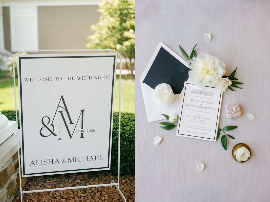 black and white stationery for wedding