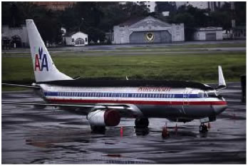 Grounded American airline plane 