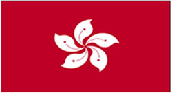 red with a stylized, white, five-petal Bauhinia flower in the center; each petal contains a small, red, five-pointed star in its middle; the red color is the same as that on the Chinese flag and represents the motherland; the fragrant Bauhinia - developed in Hong Kong the late 19th century - has come to symbolize the region; the five stars echo those on the flag of China