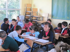 Students in Mexico receiving Symbolic Monarch Butterflies