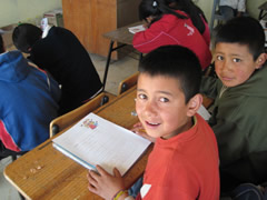 Students in Mexico receiving Symbolic Monarch Butterflies