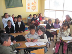 Students in Mexico receiving Symbolic Monarch Butterflies