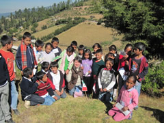 Students in Mexico receiving Symbolic Monarch Butterflies