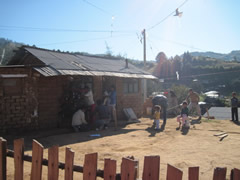 Children receiving symbolic monarch butterflifes in Mexico.