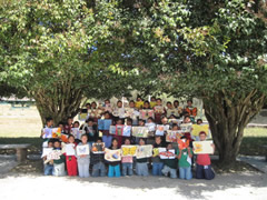 Children in Mexico receiving Symbolic Monarch Butterflies