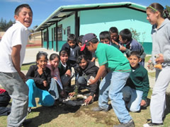 Children in Mexico receiving Symbolic Monarch Butterflies