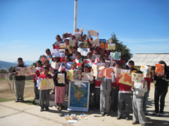 Students receiving Symbolic Monarch Butterflies in Mexico